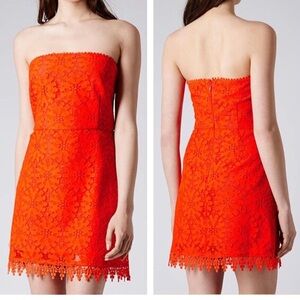 Topshop Strapless Bright Red Dress